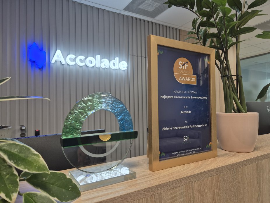 Nagroda POLSIF za zielone finansowanie dla projektu Accolade - Park Szczecin VI